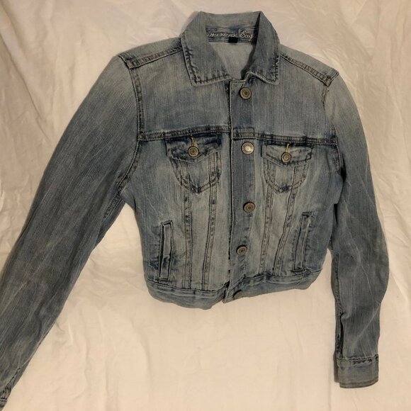 American Eagle Cropped Jean Jacket—Tribal, Southwestern, Boho [small] - Picture 2 of 3